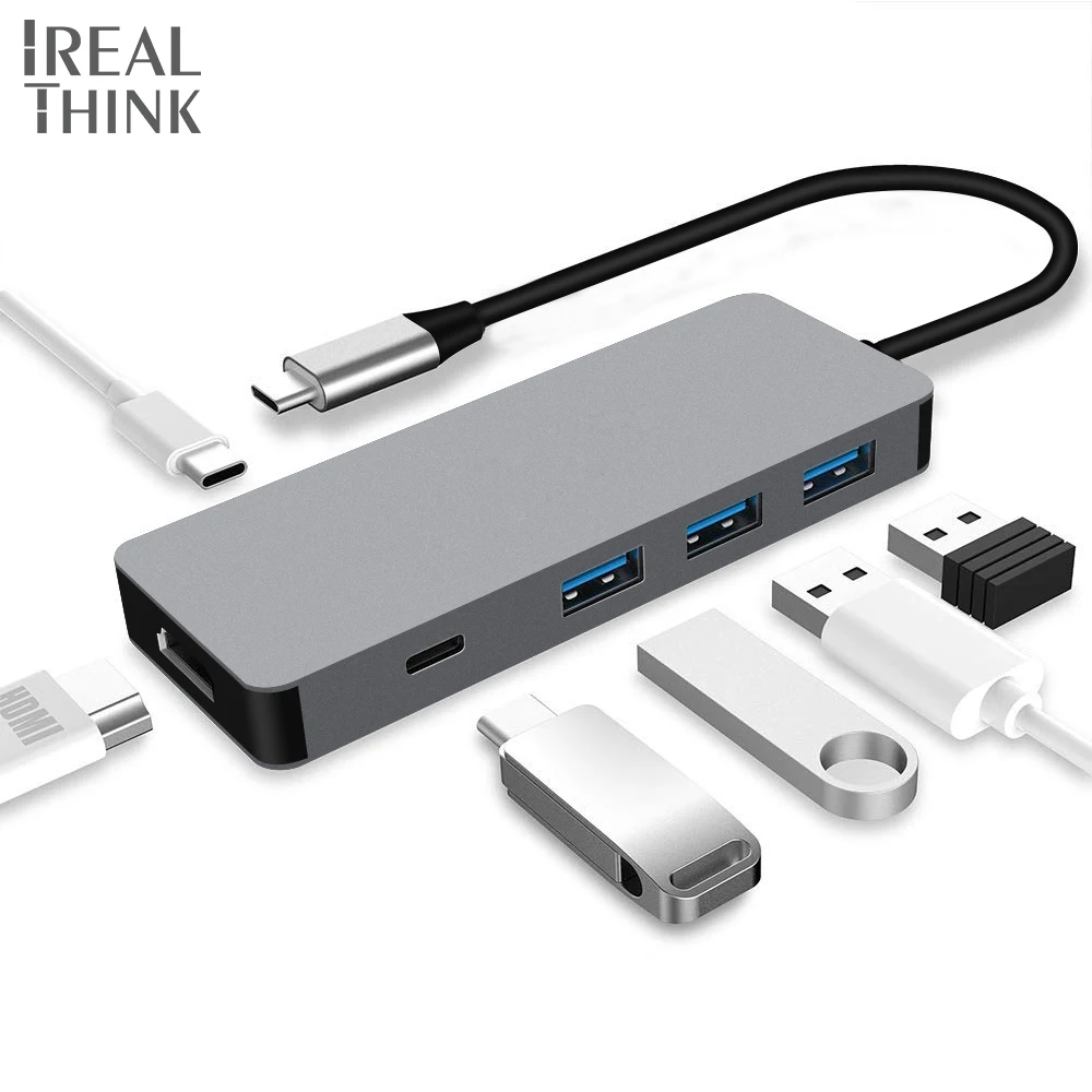 

IREALTHINK USB 3.1 Type C Adapter USB C Hub Pro Dock Splitter USB 3.0 HUB 100W PD charging Full HD 4K For iPhone 11 Pro/Macbook