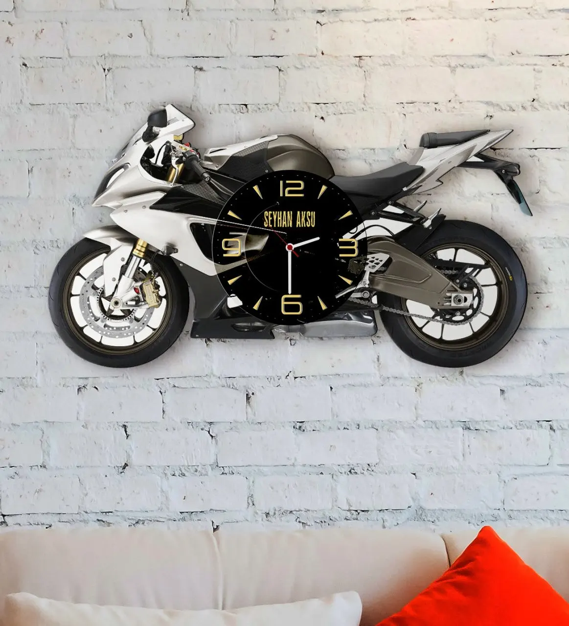 

Деревянные настенные часы с индивидуальным дизайном мотоцикла, индивидуальные часы с таймером, украшение для офиса, дома, школы