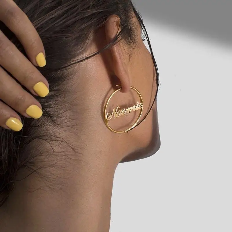 Personalized Custom Name Earrings for Women Custom Name Earring Customized Initial Cursive Nameplate Stud Earring Gift for Her