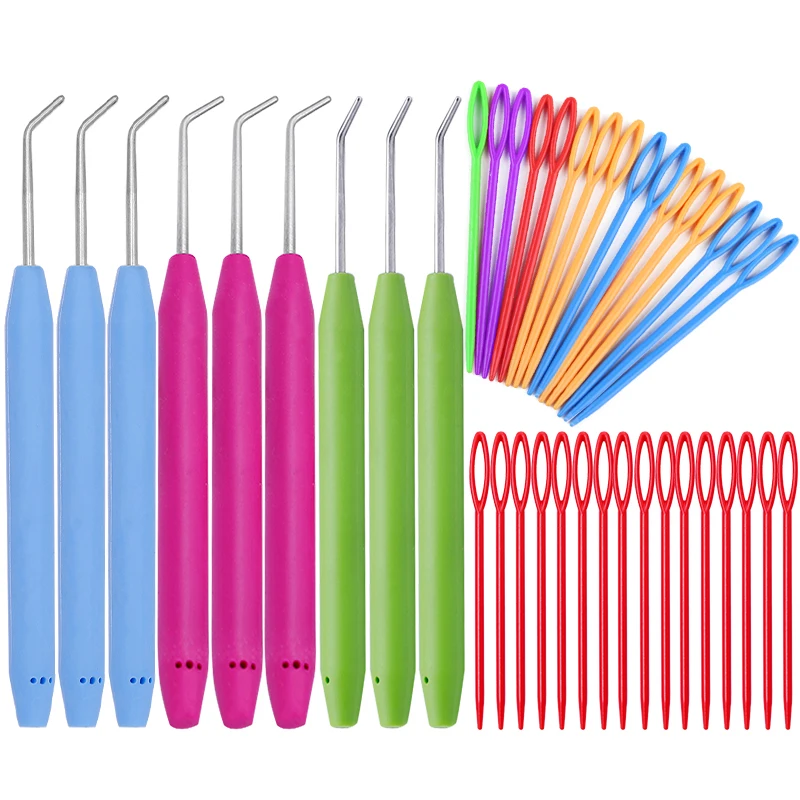 

Nonvor Loom Knit Hook Set 6Pcs Knitting Loom Hook With 6 Pcs Plastic Knitting Needles Crochet Needle Hook Kit Random Color