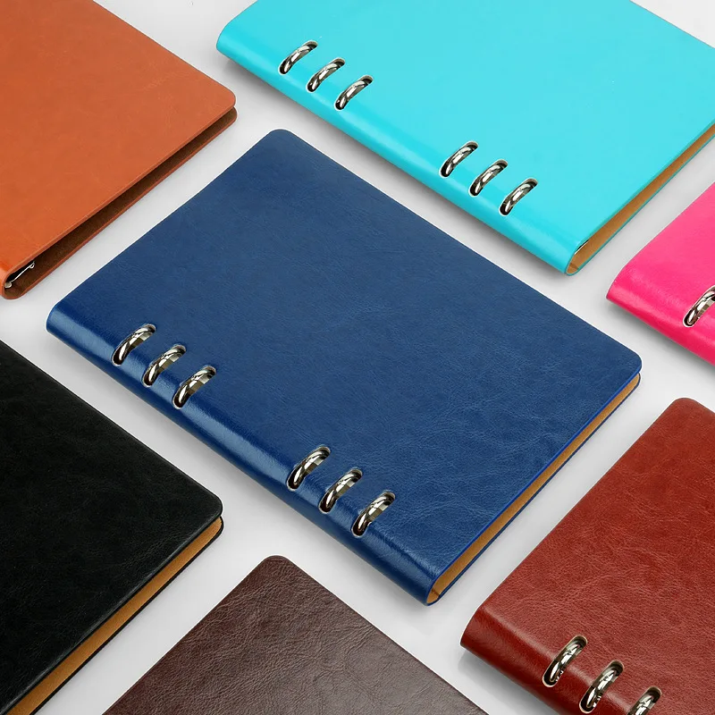 

Leather Loose Leaf Refill Notepad Spiral Binder Journal Book A5 Notebook Cover 6 Holes Thickness Planner Book