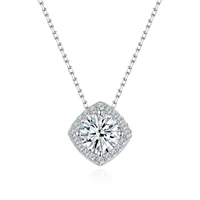 trendy 925 silver square moissanite pendant necklace women jewelry 1ct d color moissanite clavicle necklace pass diamond test