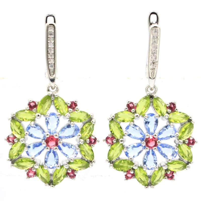 Серьги подвески из серебра 925 пробы с гранатом 38x21 мм|silver earrings|925 silver earringsearrings earring |