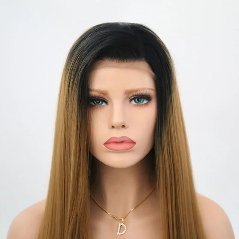 

RONGDUOYI Heat Resistant Daily Wear Hair Blonde Wigs Synthetic Lace Front Wig Long Silky Straight Hair Natural Wigs for Women