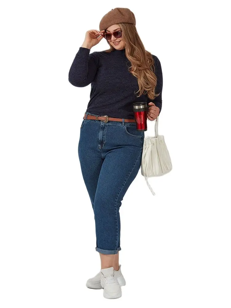 

2021 Plus Size Summer Pants Vintage High Waist Jeans Woman Mother Gift Women's Jeans Full Length Mom Jeans Cowboy Denim Pants
