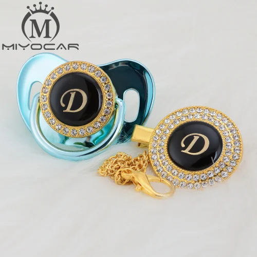 MIYOCAR уникальный дизайн имя инициалы буквенные D прекрасный bling соска и пустышка Клип Набор BPA бесплатно пустышка bling уникальный дизайн LD - Цвет: LD-10  6-18M