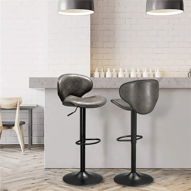 Набор из 2 современных крепких регулируемых по высоте барных стульев для бара