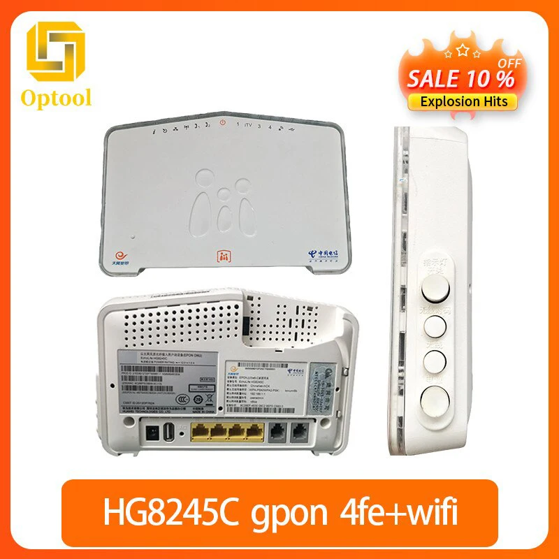 

FTTH Подержанный onu ont GPON 4FE + WIFI Подержанный без питания английская версия ont HG8245C Бесплатная доставка