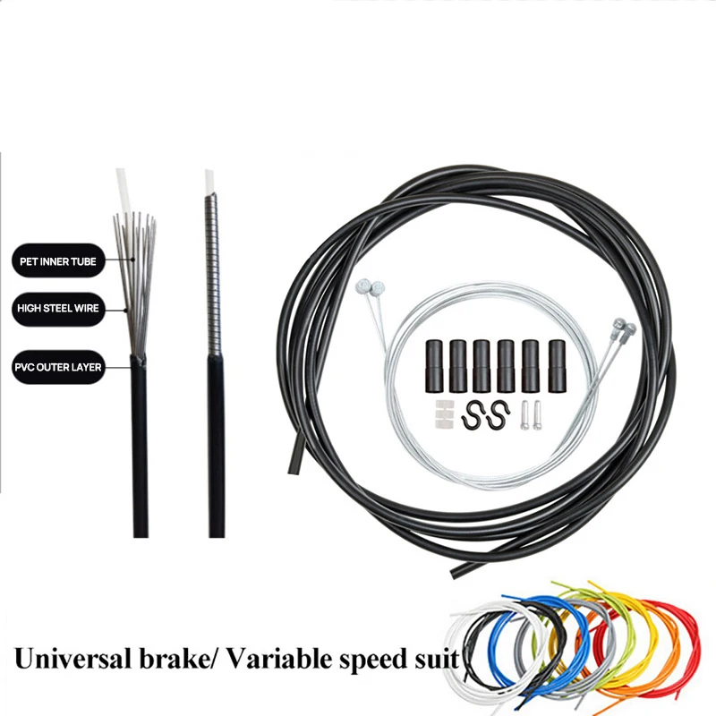 

Mtb Road Bike Bicycle Brake Cable Shift Cable Set 6-in-1 4mm/5mm Transmission Tube Cable 2-wire Cable 2m Variable Speed Hose