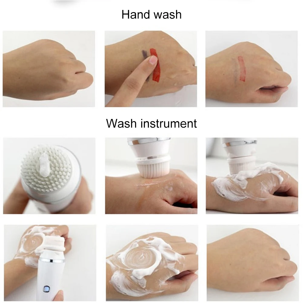 

4 in 1 Electric Facial Cleansing Brush with 4 Heads Rechargeable Sonic Face Washer Deep Pore Cleaner Exfoliating SPA Massager