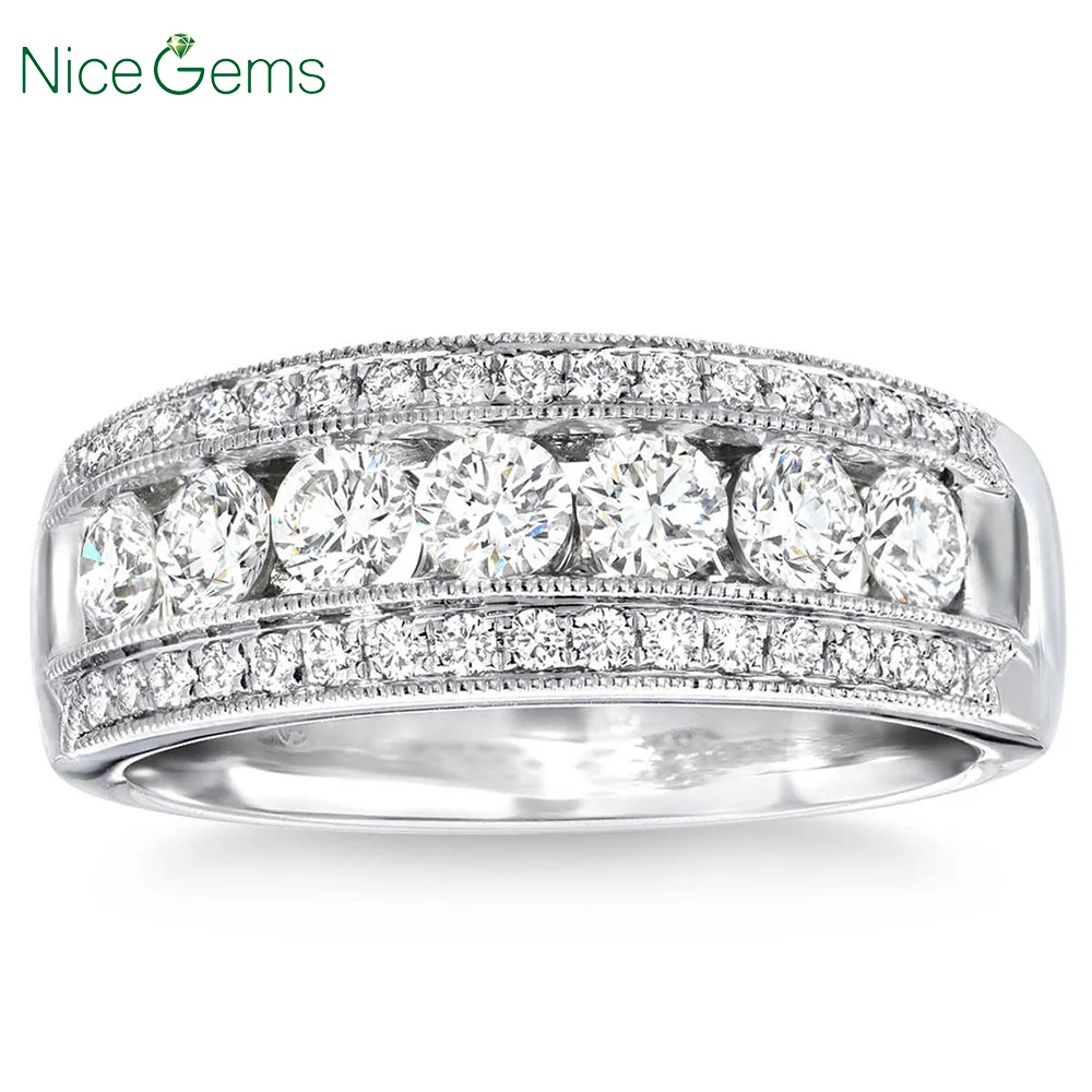 Браслеты NiceGems из белого золота 14 к круглый бриллиант CTW обруч с муассанитом DF