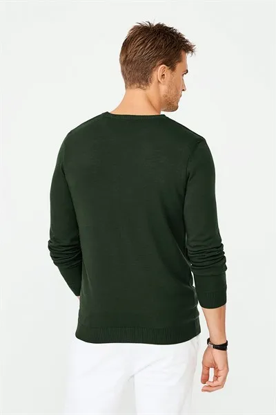 

Crew neck Sweater pullover winter spring autumn wear long arm 100% Acrylic Knit Fabric Green