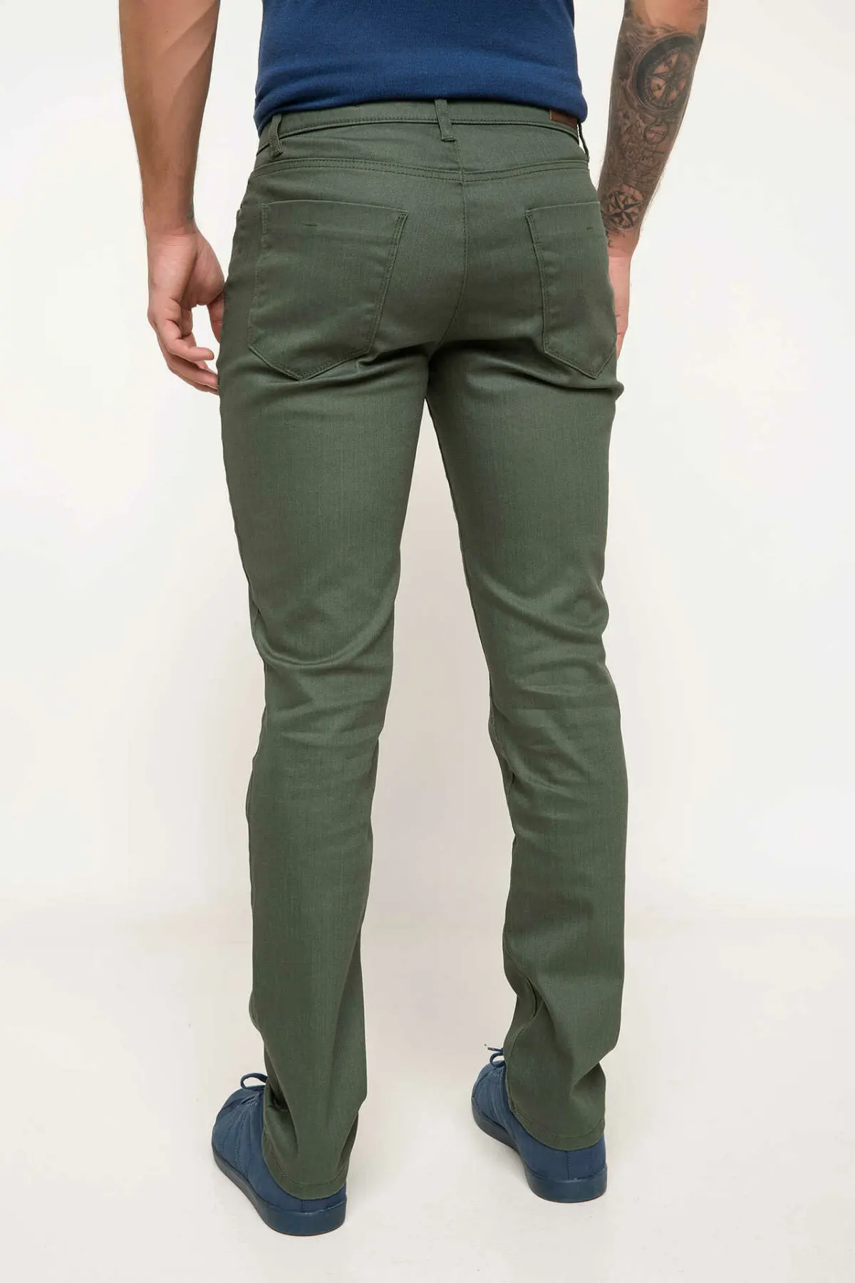 DeFacto мужские весенние зеленые длинные брюки повседневные со средней талией