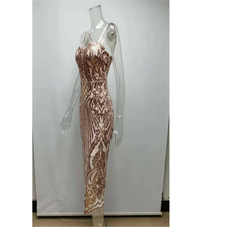 

KISSQIQI Women Sexy Dress 2020 new Summer Dress Celebrity Evening Club vintage V-neck long-sleeved sequin dress dress vestido