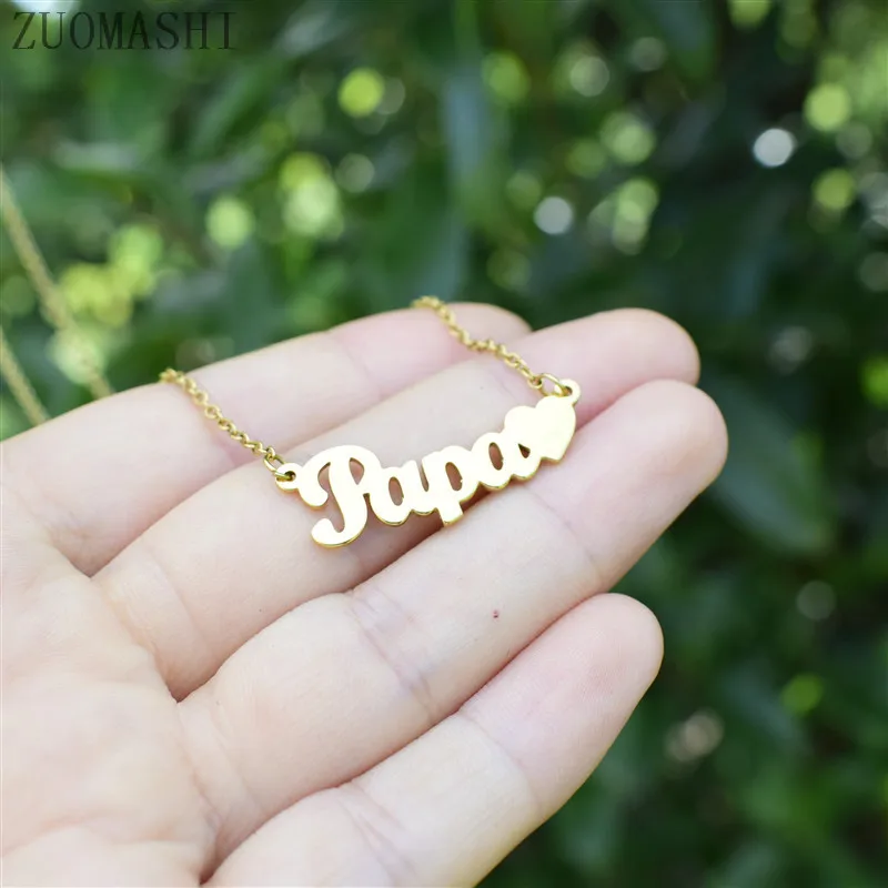 Ожерелье с надписью Papa Heart нежное ожерелье из нержавеющей стали подарок для мамы