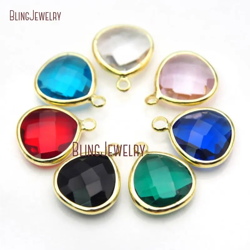 Золотая подвеска в форме капли розовый синий черный кристаллическая