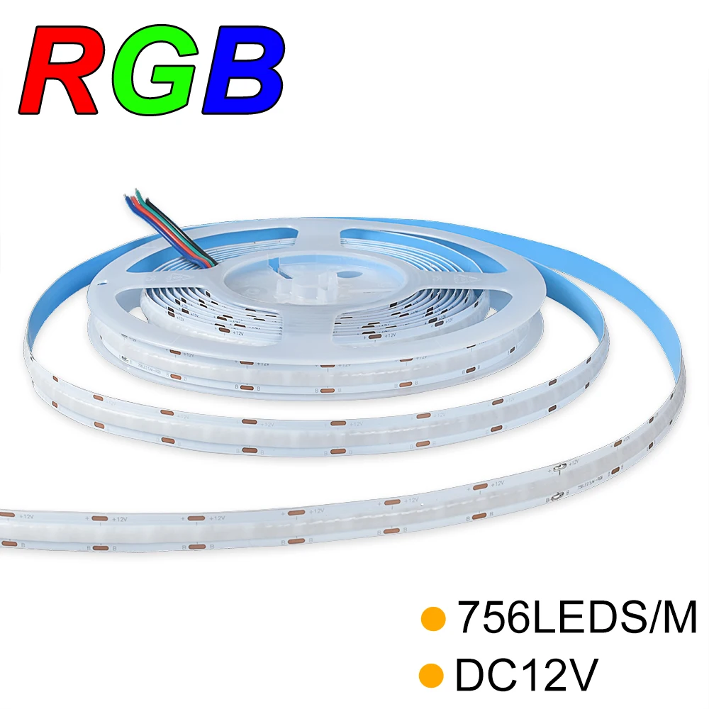 

756leds/m DC12V IP20 14W/M RGB COB LED Strip non-waterproof