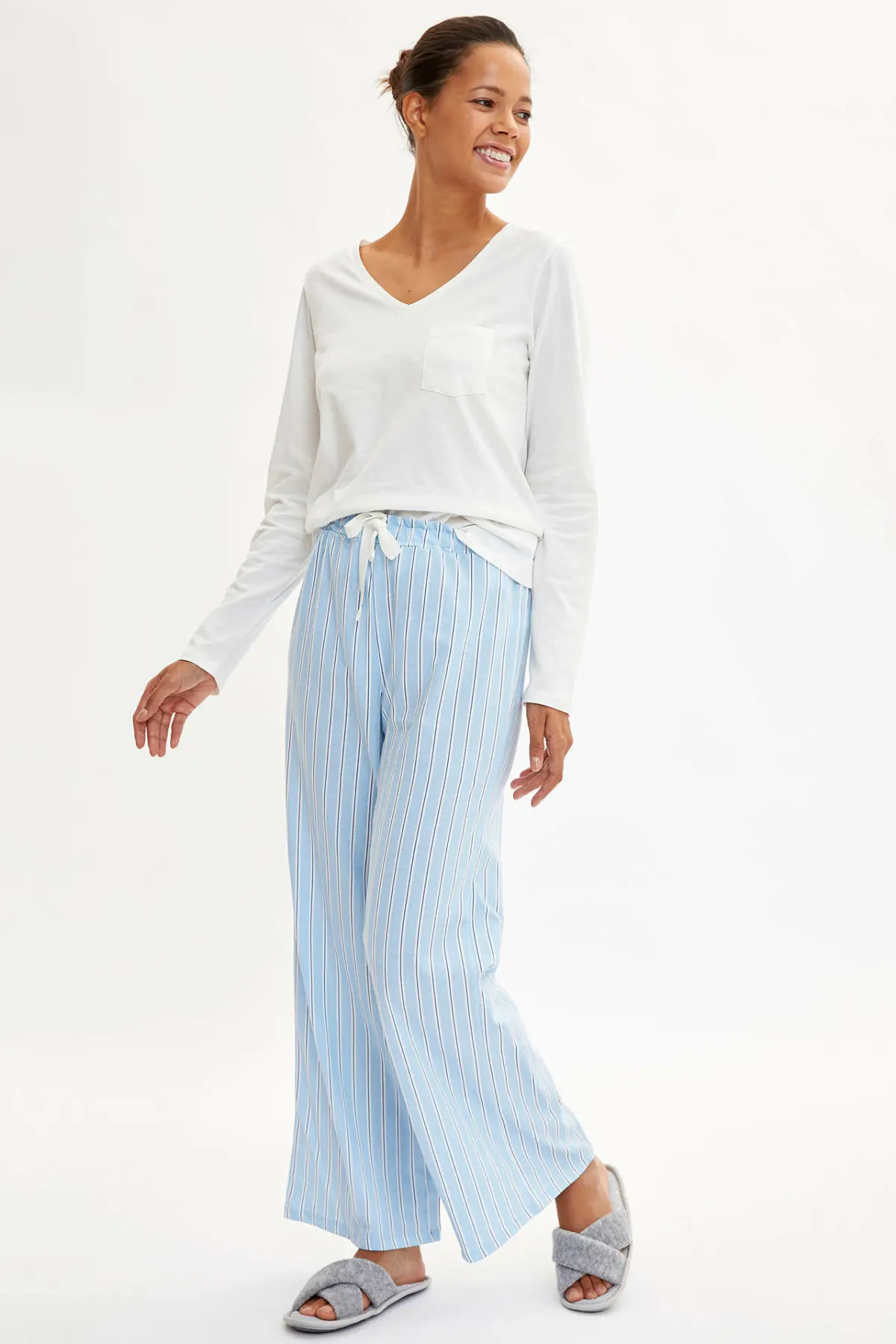 Дефакто Харадзюку Женский пижамный комплект пижама для девочек длинный женский