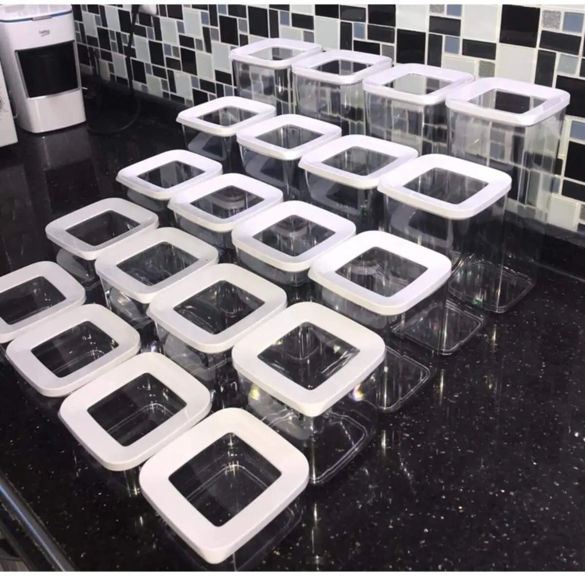 kitchen storage box vacuum lidded container set 12 pcs transparent food organizer pulses storage airtight square vacuum lid box free global shipping