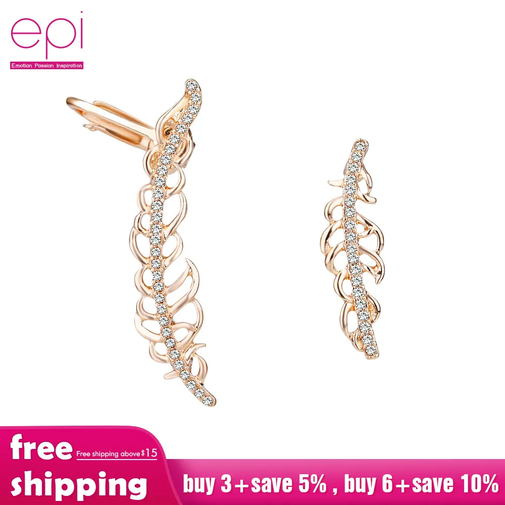 EPI корейские нежные асимметричные серьги с кристаллами в виде листьев для женщин