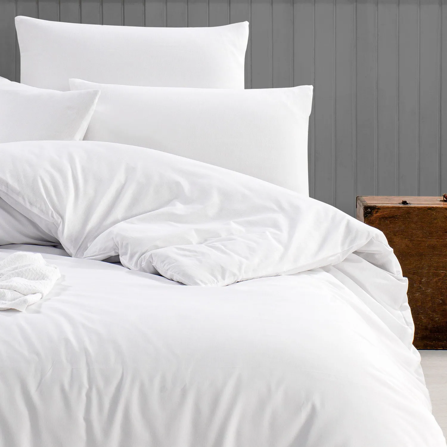 

100% Cotton Pearl Super King Size Double White Bed Linen Set Bed Cover Breathing Linen Technology Comfortable Sleeps All Day