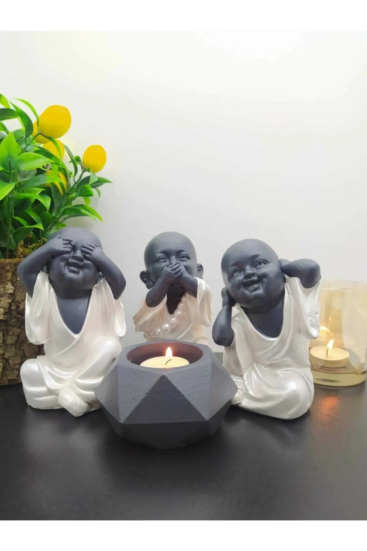 

Home Decorative Shelf Süsü Object Trinket Small Figures Hediyelik Ürün Buddha Triple Child Sculpture Set Never Seen Heard Of Don 'T Know