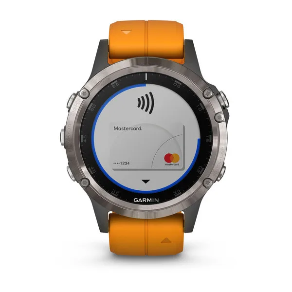Garmin Fenix 5 Plus Sapphire титановый с оранжевым ремешком | Электроника