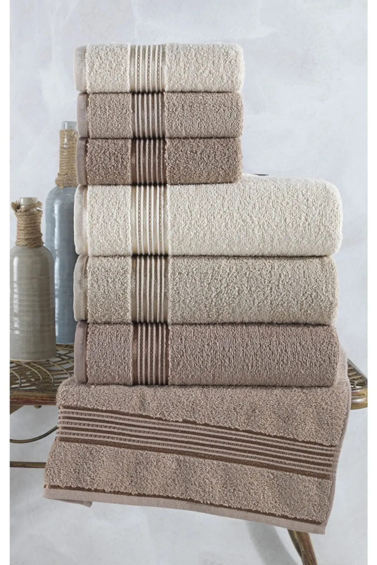 

Alia 6'lı Bath Towel Set I Bathroom Kit Brown New Season 2022