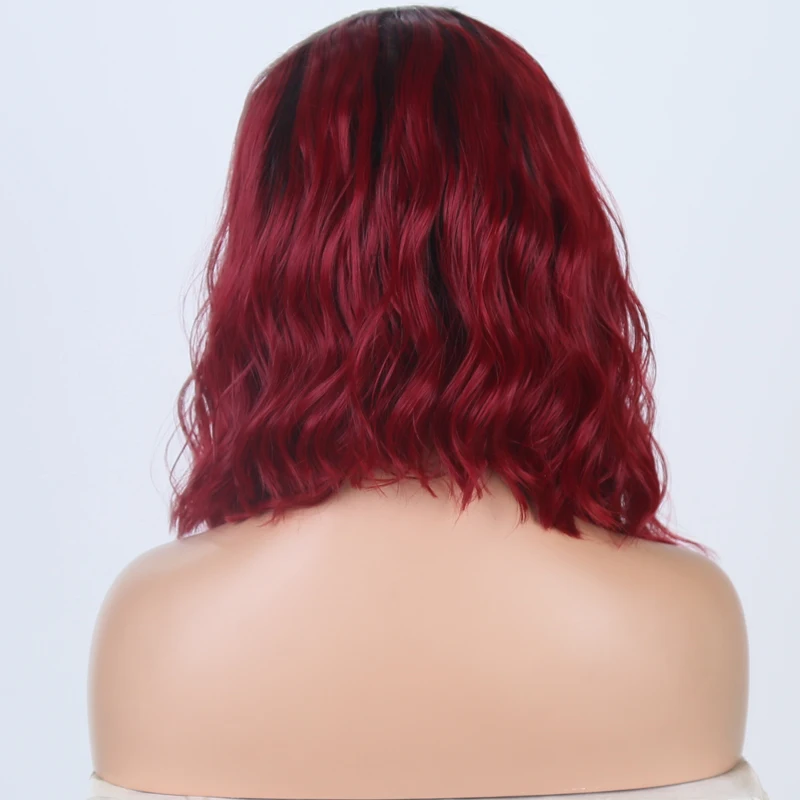 RONGDUOYI Ombre бордовые кружевные парики для чернокожих женщин Короткие косплея из