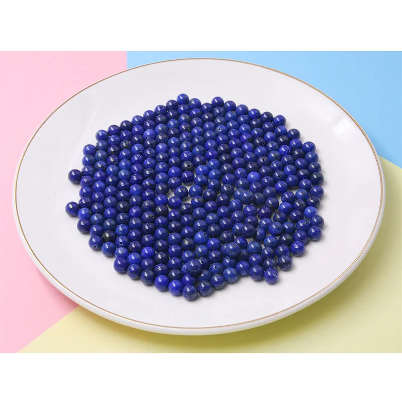 5pcs Natural Stone Lapis Lazuli Half Drilled Beads Round Semi Hole 6/8/10mm Jewelry Findings For Making Pendant Earrings
