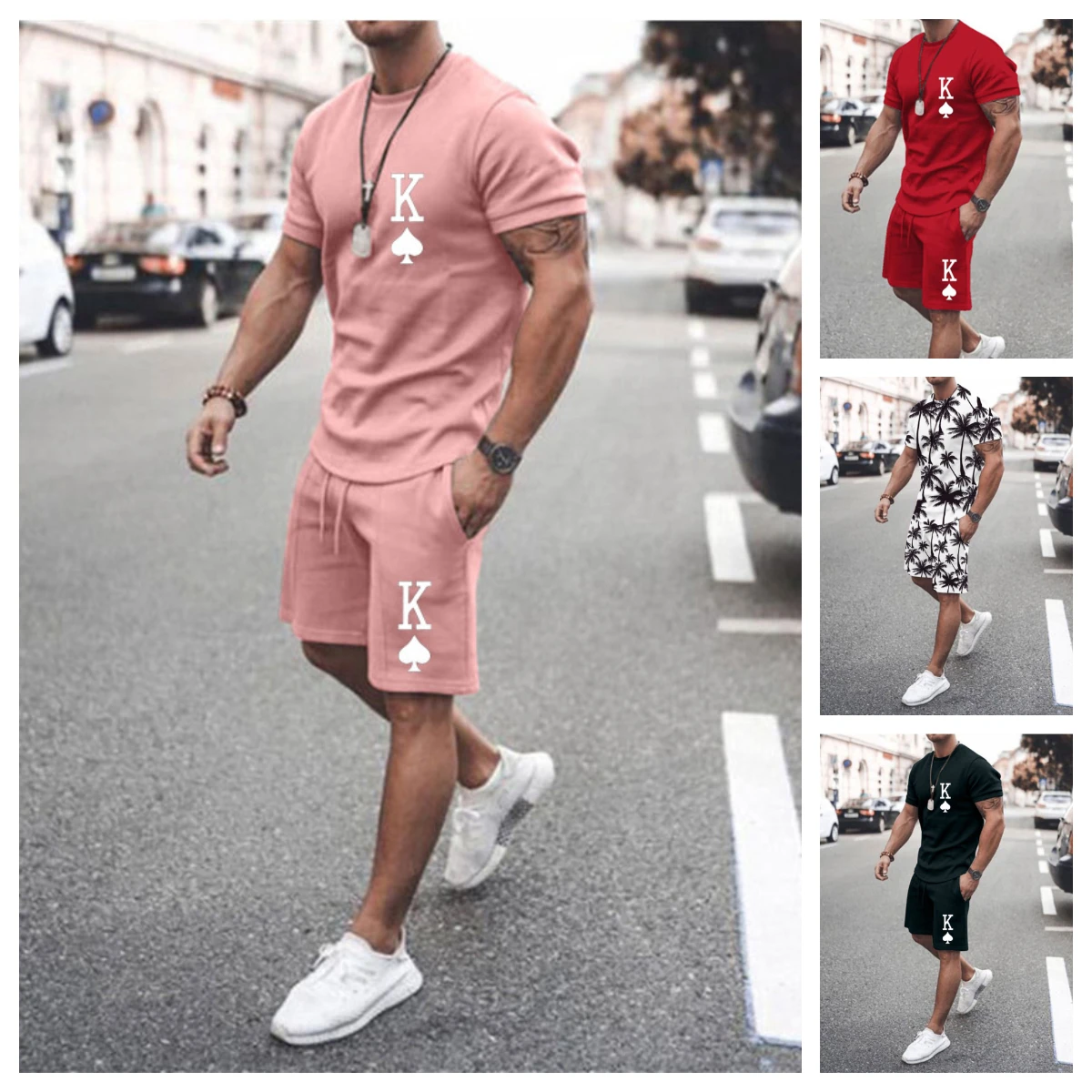 

Men's Sports K of Spades Suit T-shirt & Shorts 3D Printing Short Sleeve Sportswear Summer Men's Set Streetwear Tracksuit