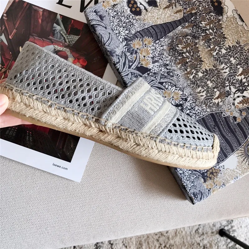 

New Three-dimensional Lettered Hollow Breathable Comfortable Fisherman Shoes Luxury Brand Designer Ladies' Flat Casual Shoes