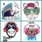 Термотрансферная наклейка в стиле панк с изображением животных, собаки, для одежды, наклейки с изображением сильного тигра сделай сам, Термотрансферная наклейка для платья, прослушивания музыки, обезьяны