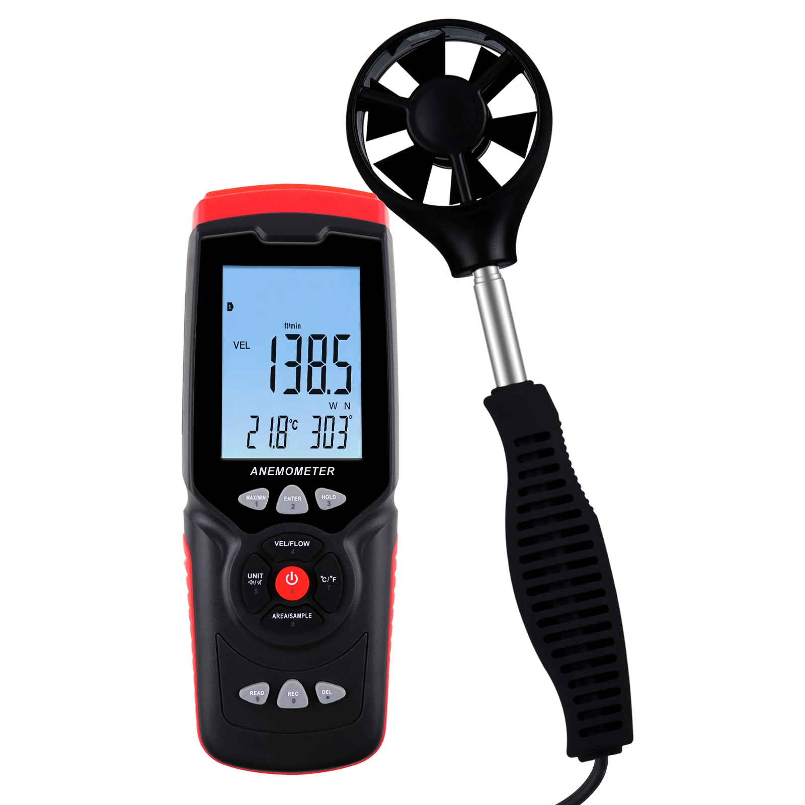 Portable Anemometer Professional Datalogger Wind Speed Velocity Air Flow Direction Humidity Measurement w/ USB Cable | Инструменты