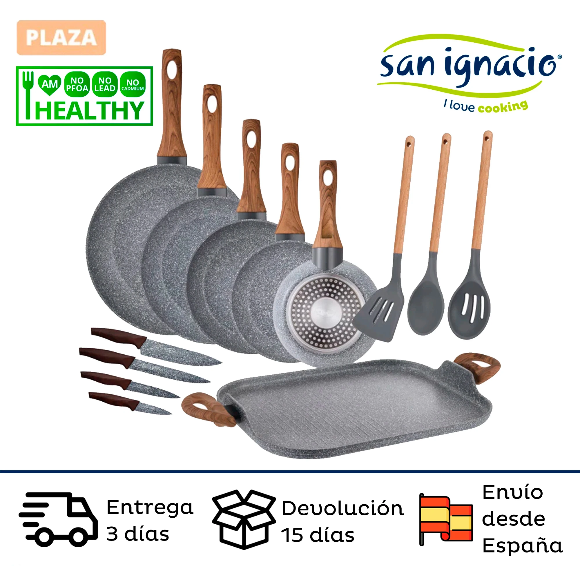 Utensilios de cocina y cuchillos de cocina SAN IGNACIO Daimiel juego de sartenes y plancha antiadherentes utensilios y cuchillos