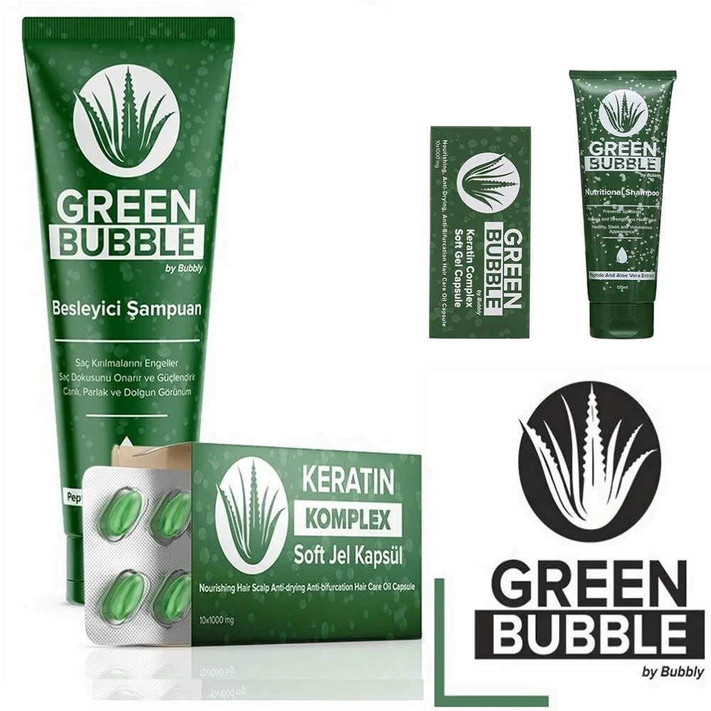 Green Bubble for Hair Shampoo and Soft Gel Keratin Komplex Capsules FULL SET