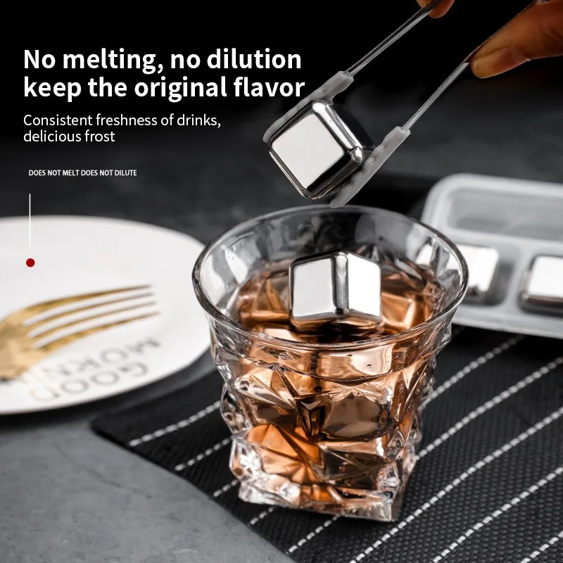 4/6/8 PCS 304 Stainless Steel Ice Cube Reusable Cooler Cooling Rock for Home Bar Party Tool Artifact Iced Beverages | Дом и сад