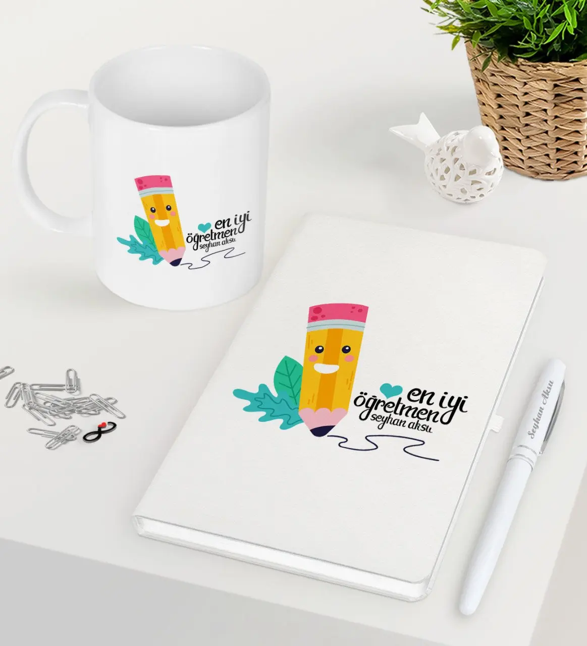 

Персонализированная лучшая Учительская белая ручка для записной книжки кружка Seti-10