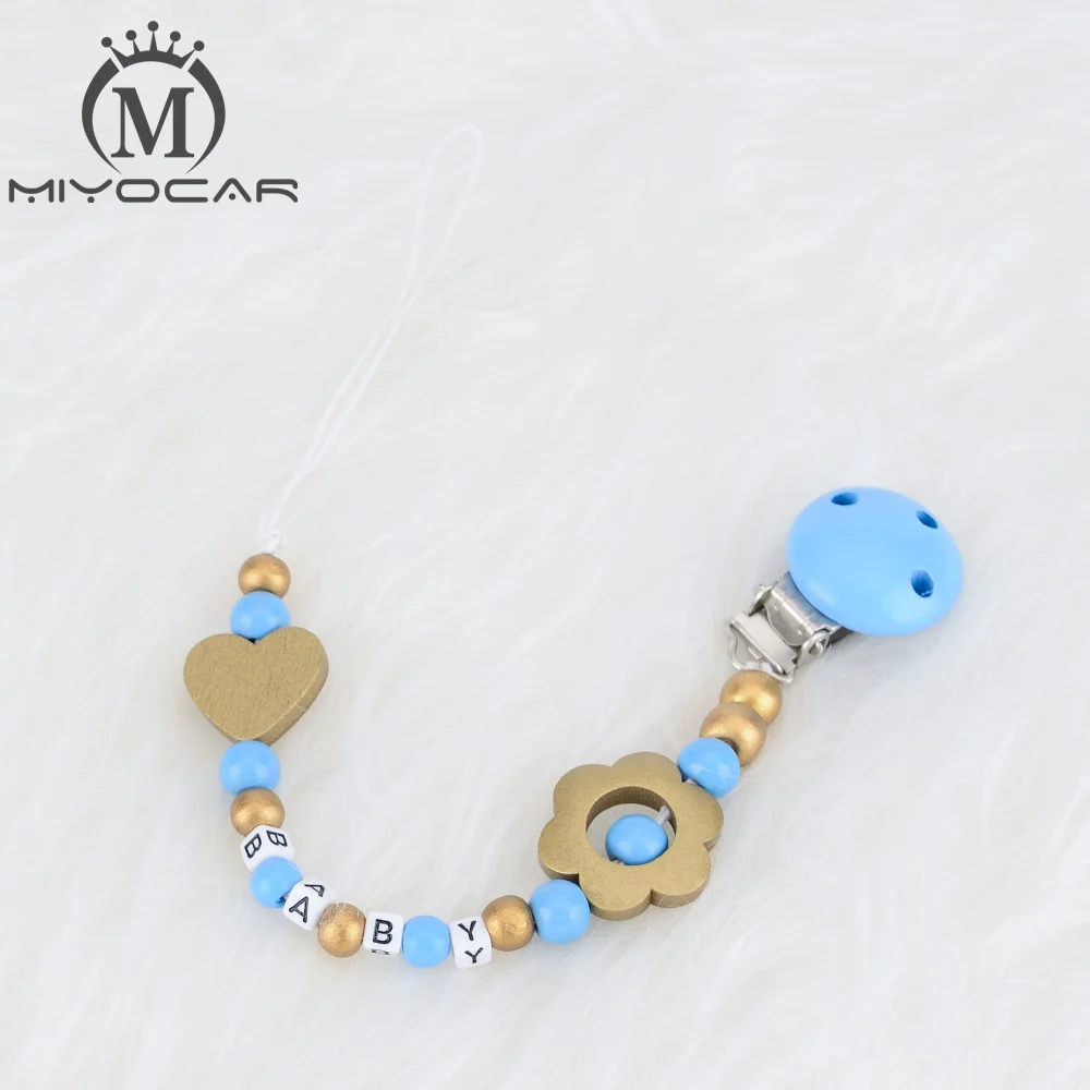 MIYOCAR персонализированные любое имя золотые и синие деревянные бусины держатель с
