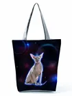 Женская сумка с кошачьими ушками, складные Экологичные тоуты в стиле Харадзюку, повседневные милые классические подарочные сумочки с индивидуальным рисунком