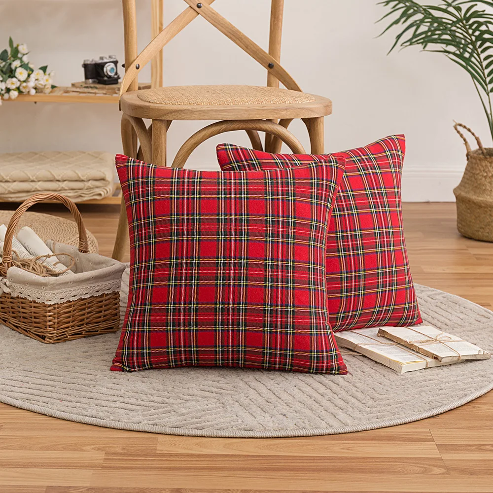

Christmas Plaid Cushion Cover 45x45 50x50 Pillow Cover Pillow Case For Sofa New Year Pillowcases Home Decor Cushion Cover 30*50
