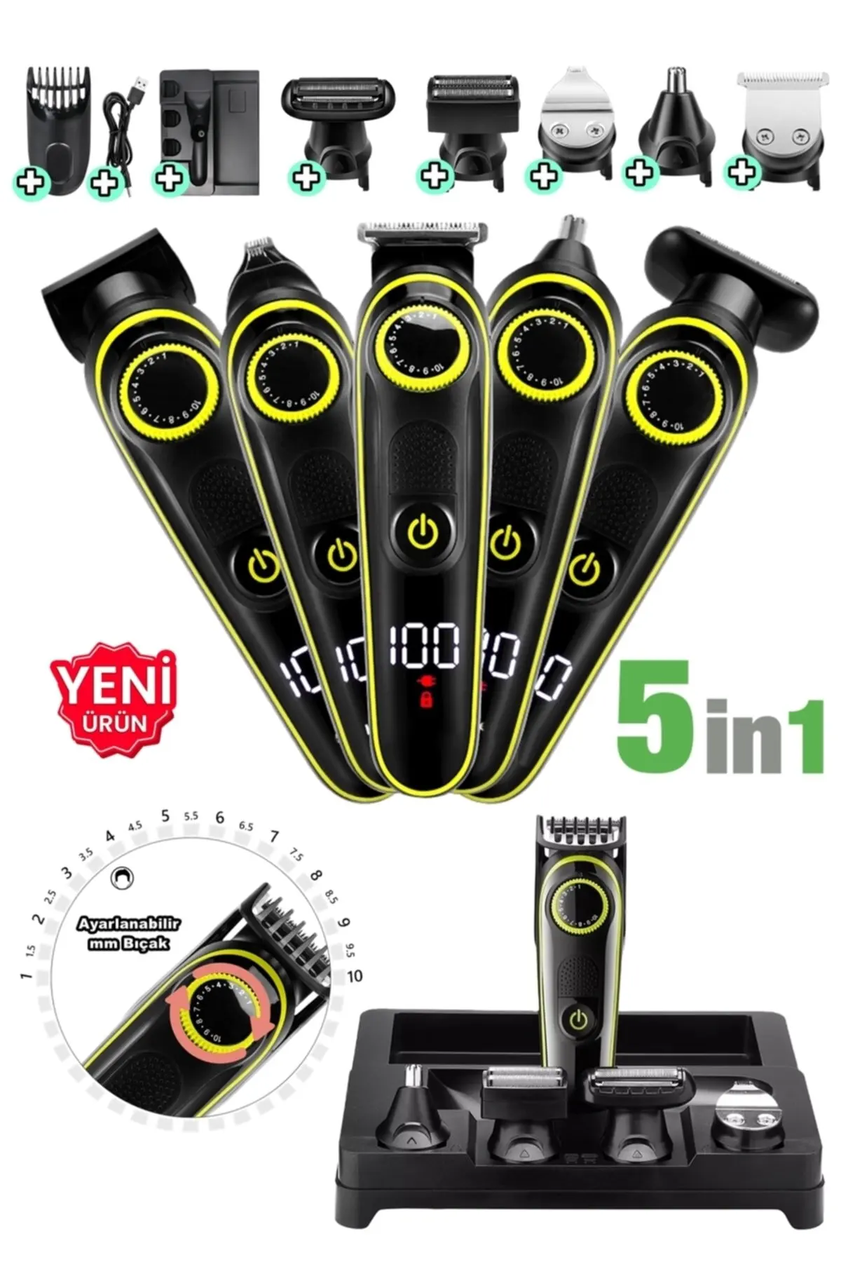 

Hair Beard Shaver Shaver Grooming Set Body Shaver 5 pcs men's hair shaving