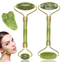 facial massage jade roller double heads stone face lift hands body skin relaxation slimming beauty health skin care gua sha tool
