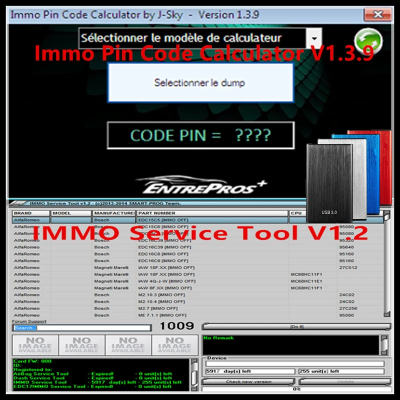 Newest Edc 17 IMMO SERVICE TOOL V1.2 PIN Code and Immo off Works+ IMMO Pin Code Calculator V1.3.9 for Psa Opel Fiat Vag Unlocke