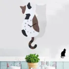 Креативные Мультяшные настенные часы с милым котом, домашний декор, часы с движением хвоста