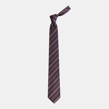 

Brown Blue White Striped Silk Tie 67828559