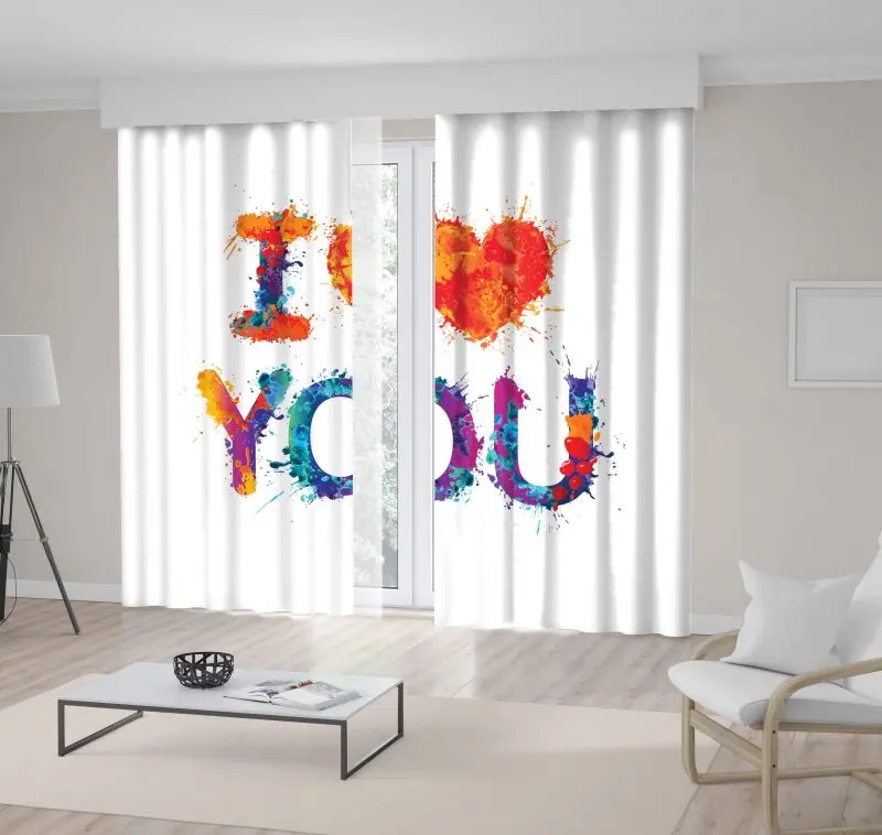 

Curtain I Love You Design Elements Colorful Red Yellow Orange Note Artistic Illustration Splash Paint