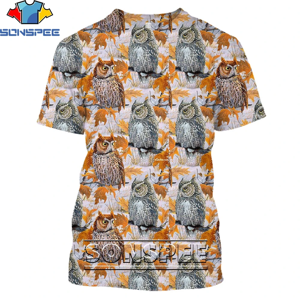 

SONSPEE Animal Owl Horse Cheetah 3D Men's T-shirt Funny Pattern Summer Casual T shirt Fashion Unisex Streetwear Short Sleeve Top