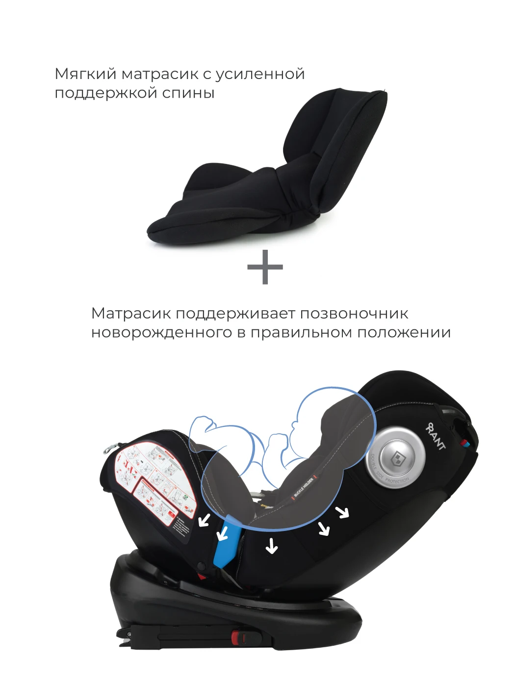 Автокресло детское Rant GT Top Tether Isofix группа 0+/1/2/3 от 0 до 12 лет вес 0-36 кг рост 40-145 см |