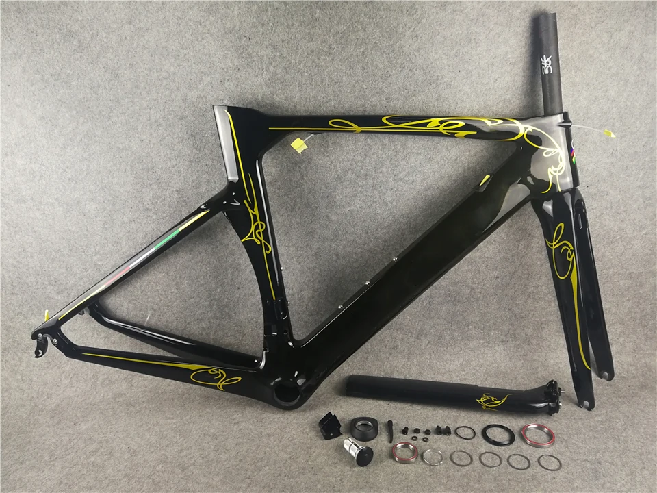 

T1000 UD дорожные велосипедные рамы высокого качества черного и золотого цвета концепция углеродная дорожная рама набор углеродных велосипед...